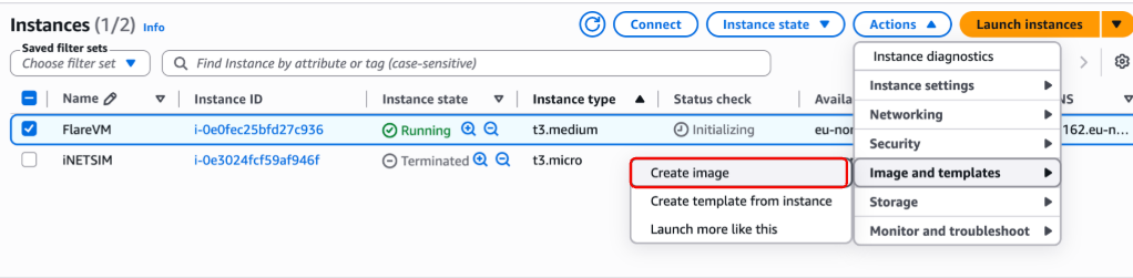 Figure 6: Creating the AMI snapshot.