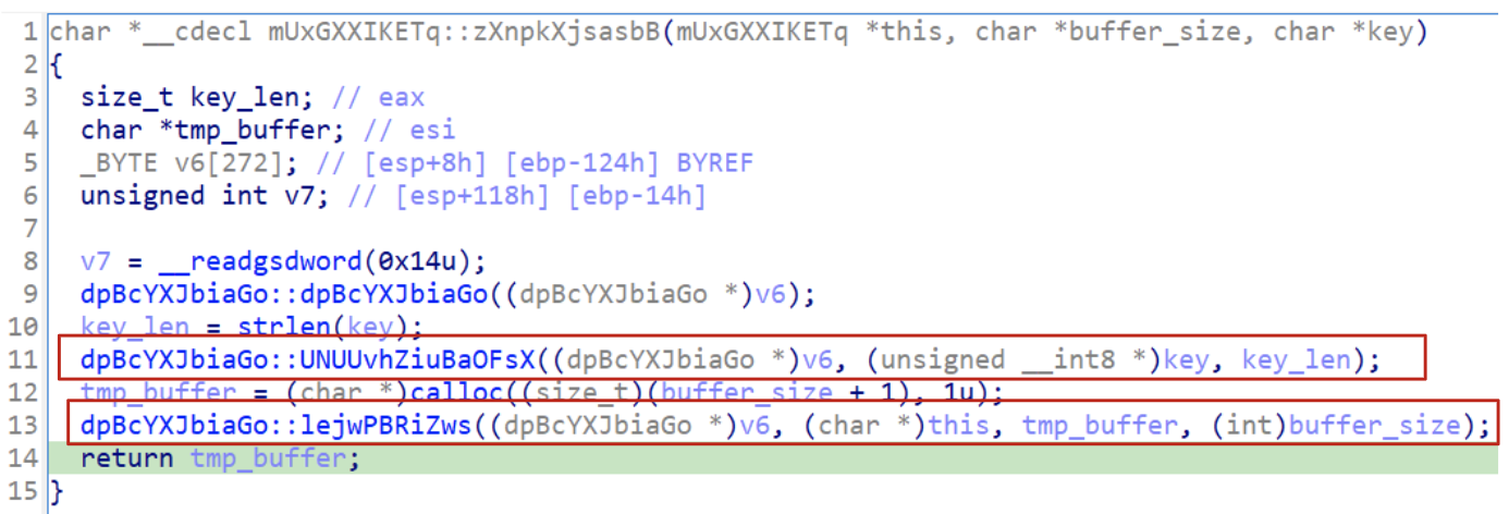 Figure 11: Identification of cryptographic functions