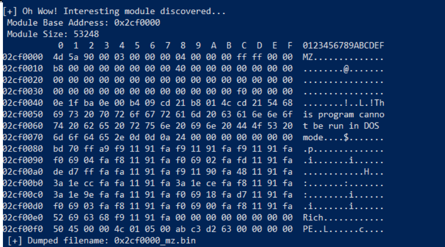 Figure 5 - Ursnif payload extraction with Frida