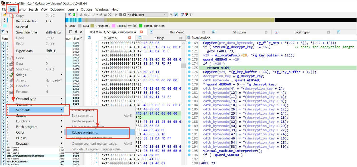 Figure 5: Rebase program with IDA